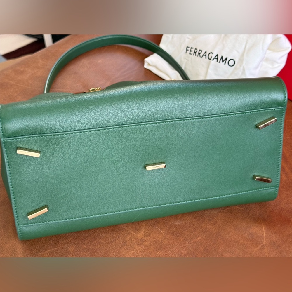 Ferragamo Forest Green Soft Hug Leather Top-Handle Bag - Picture 5 of 16